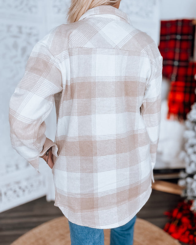 Ella's Everyday Plaid top [white/taupe]