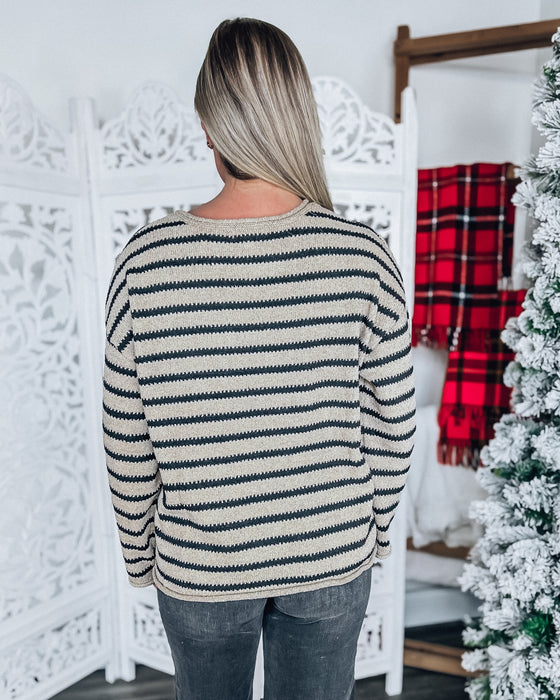 Harper stripe sweater [taupe/blk]