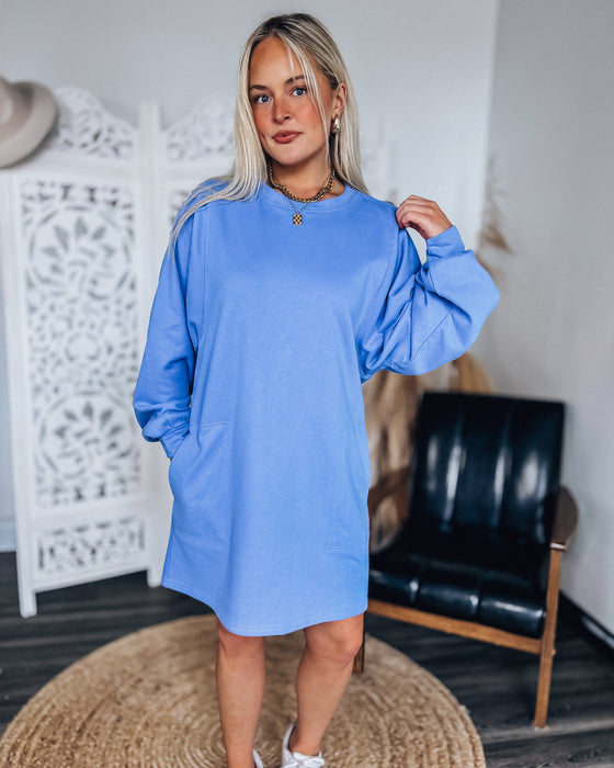 Pickleball Court Sweatshirt Dress [peri blue]