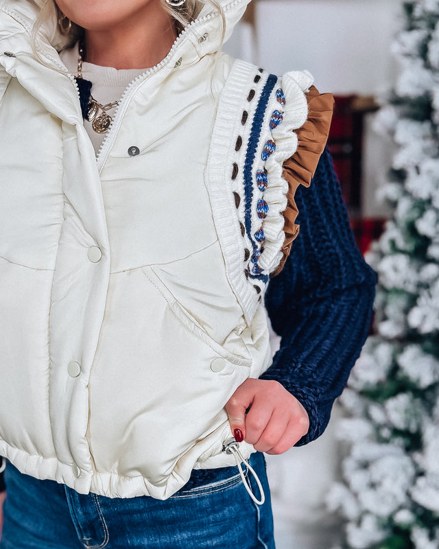 Mountain Lodge Vest [ivory/blue/brown]