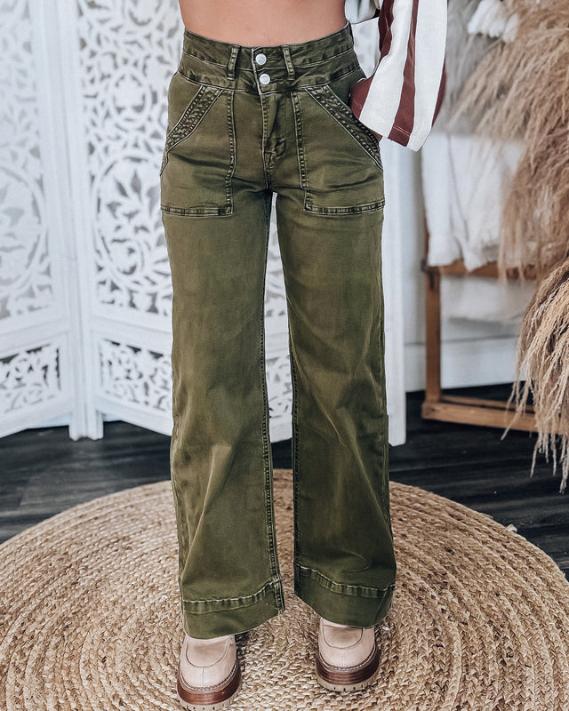 MICA DENIM Journey highrise wide leg [dk olive]