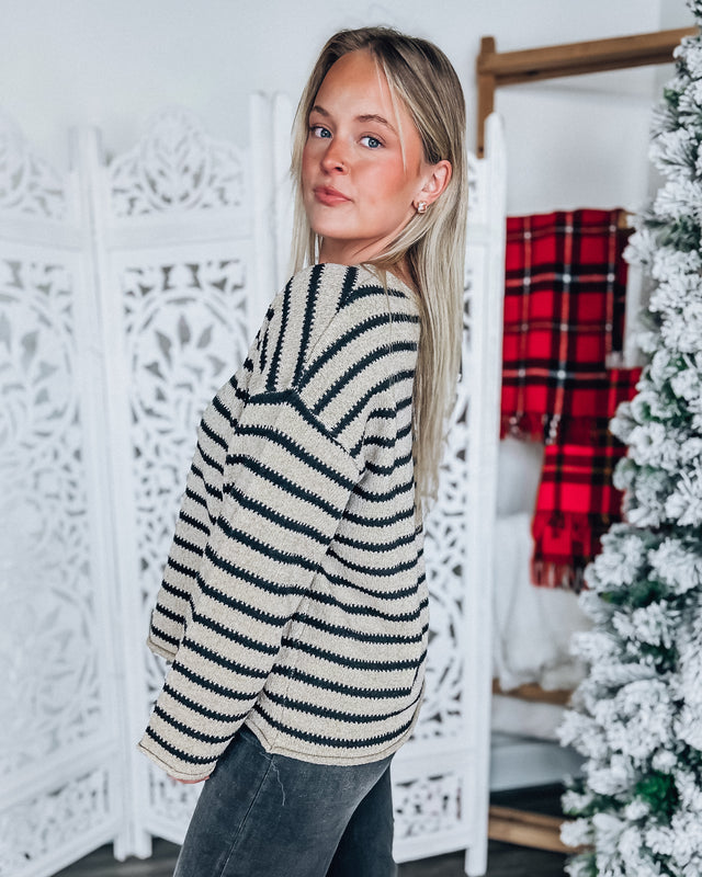 Harper stripe sweater [taupe/blk]