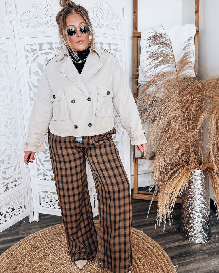 Mady plaid pattern pants [brown/blk]