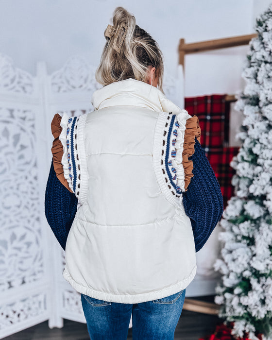 Mountain Lodge Vest [ivory/blue/brown]