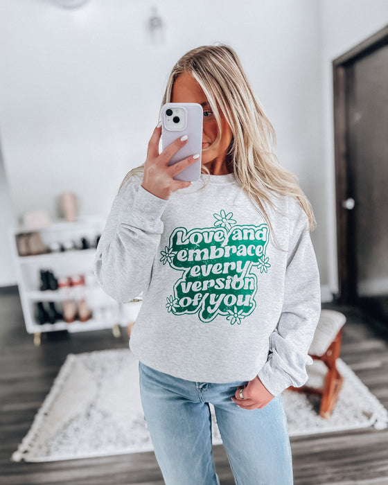 Love & Embrace Crewneck [h. grey/green]