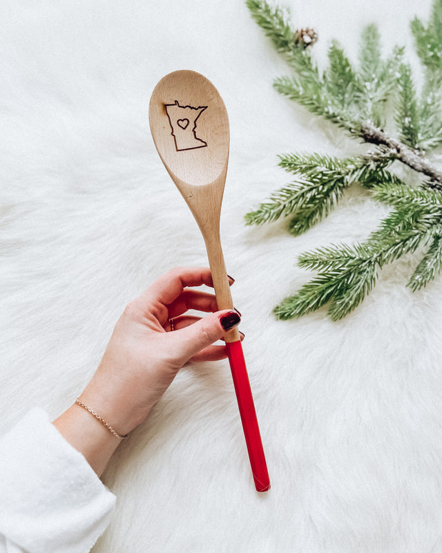 MN Heart Paint Dipped Wooden Spoon [red]