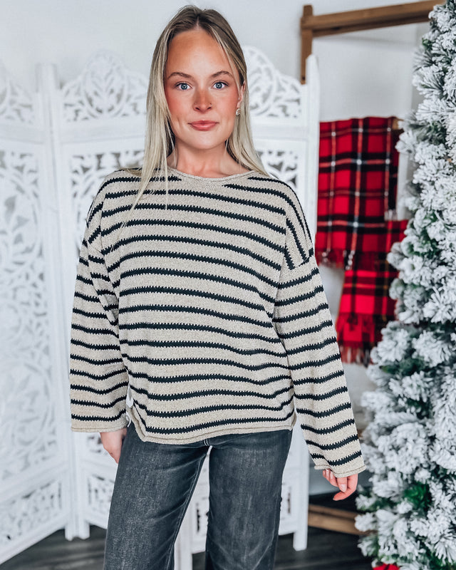 Harper stripe sweater [taupe/blk]