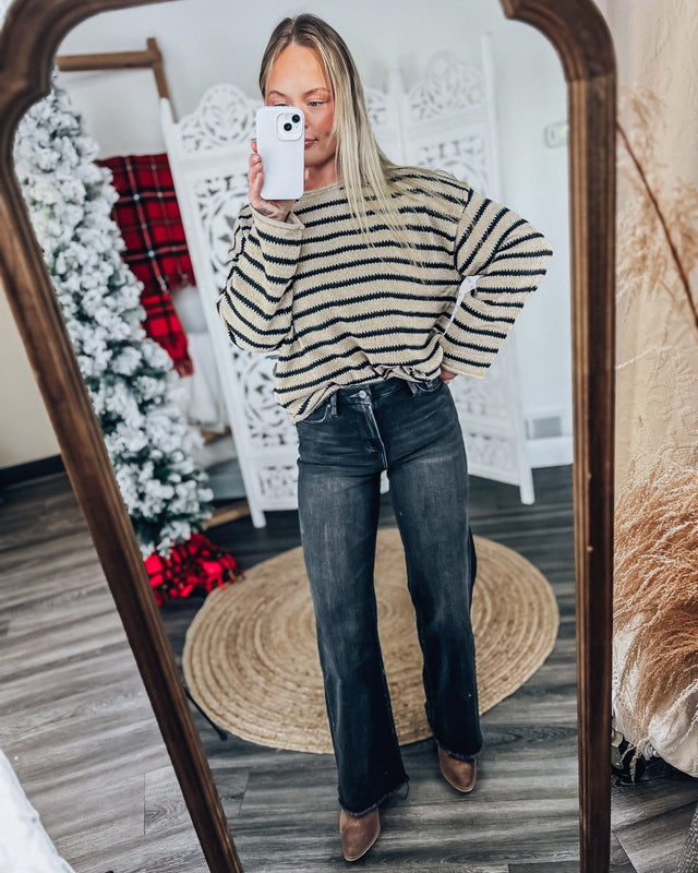 Harper stripe sweater [taupe/blk]