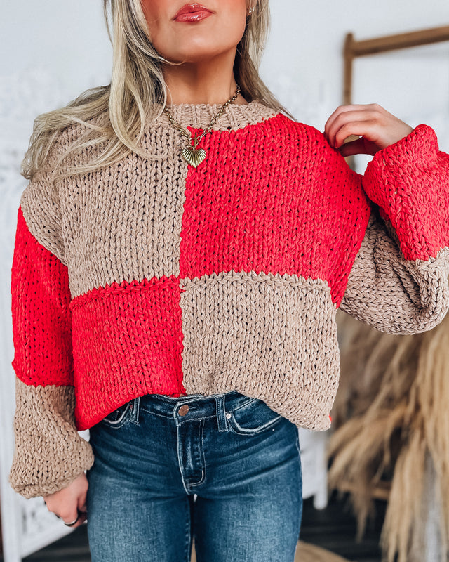 Brandy Sweater [camel/red]