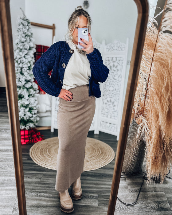 Cocoa Sips Midi Skirt  [mocha]