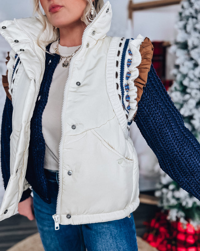 Mountain Lodge Vest [ivory/blue/brown]