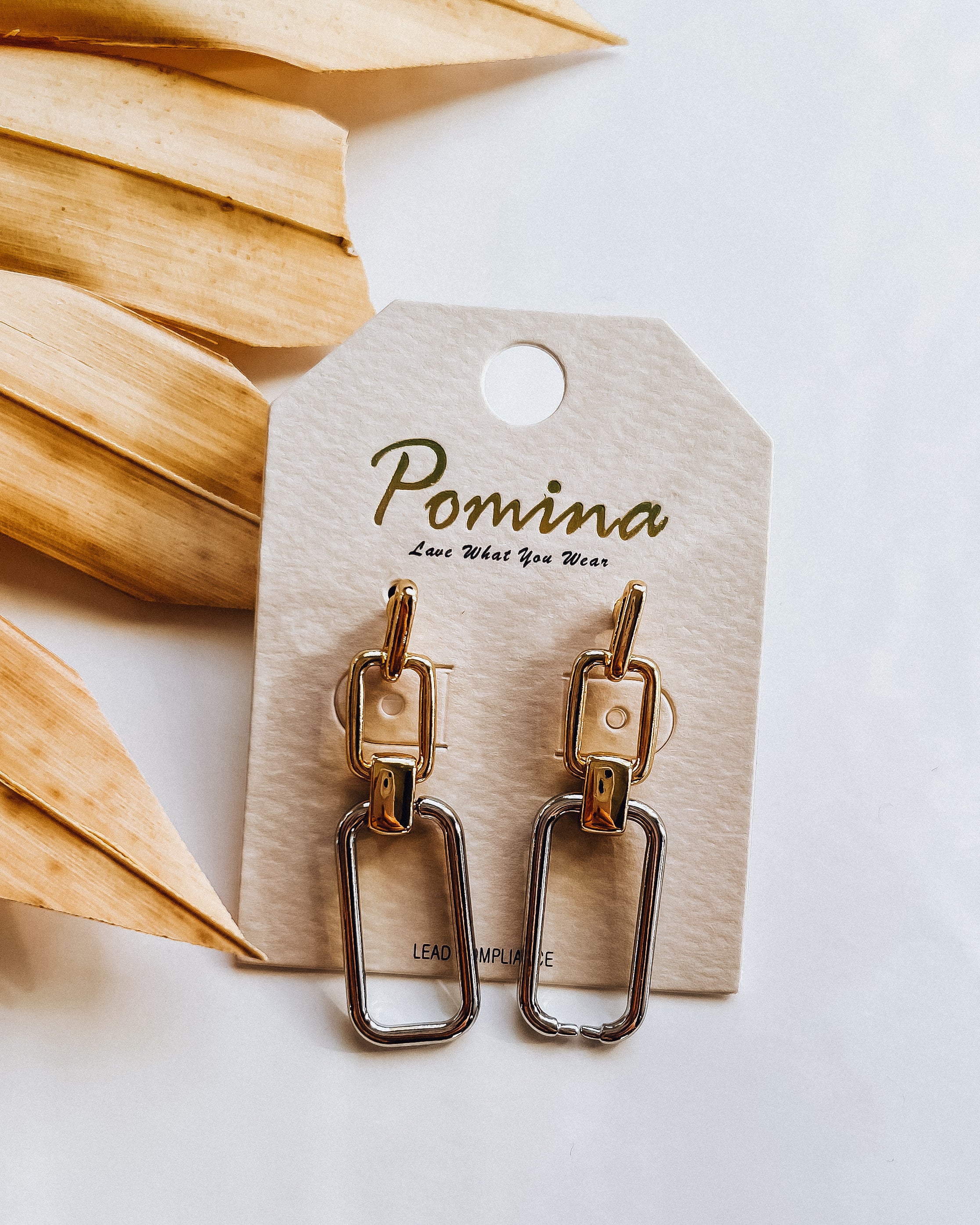 Linked Rectangle Drop Earrings [gold/silver]