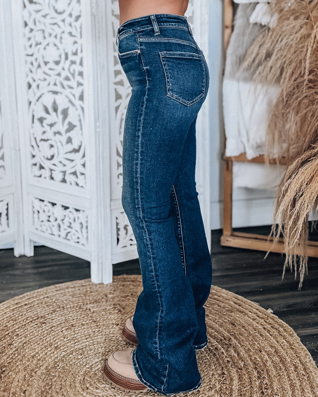 MICA DENIM Atlas high rise flare [drk wash]