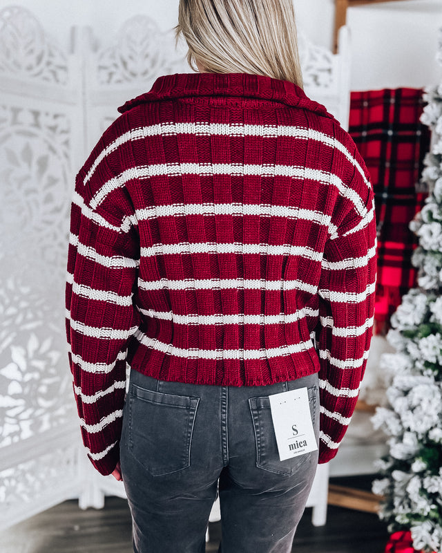 Stella Stripe Sweater [wine/cream]