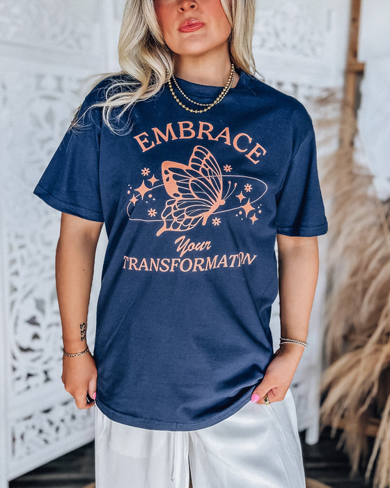 Butterfly Transformation T-shirt [navy/orange]