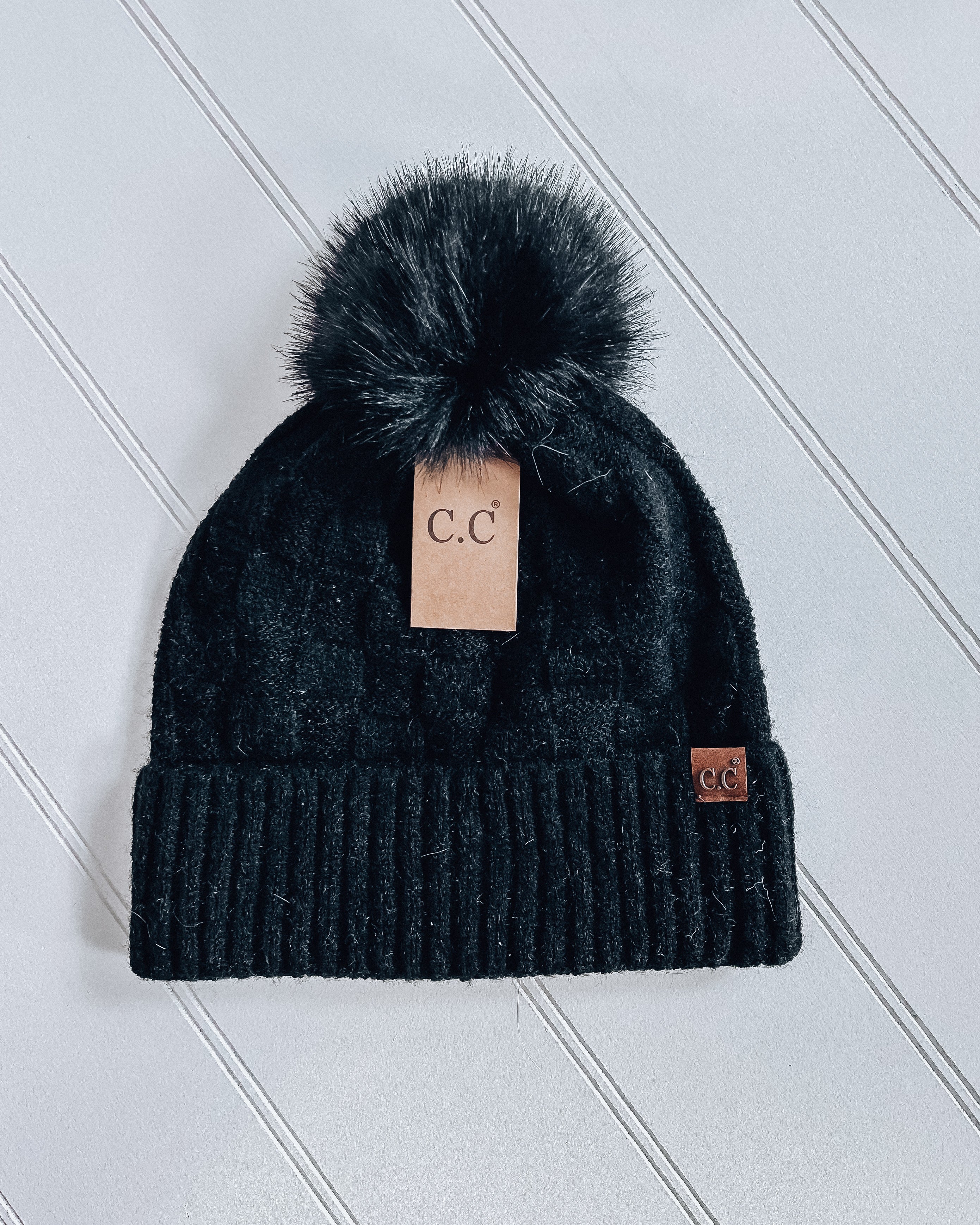 Checkered Textured Beanie [black]