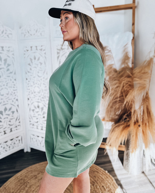 Pickleball Court Sweatshirt Dress [fern green]