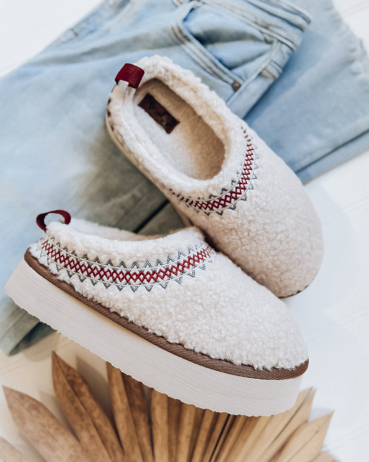 Hazel Platform Sherpa Slipper [off white]