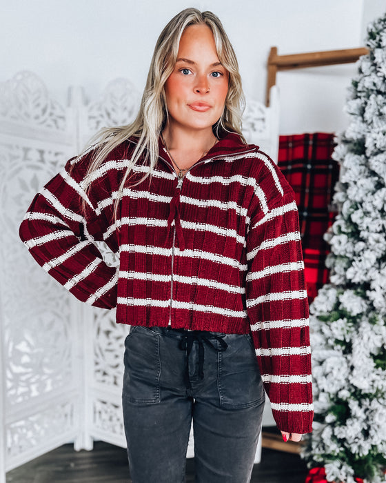 Stella Stripe Sweater [wine/cream]