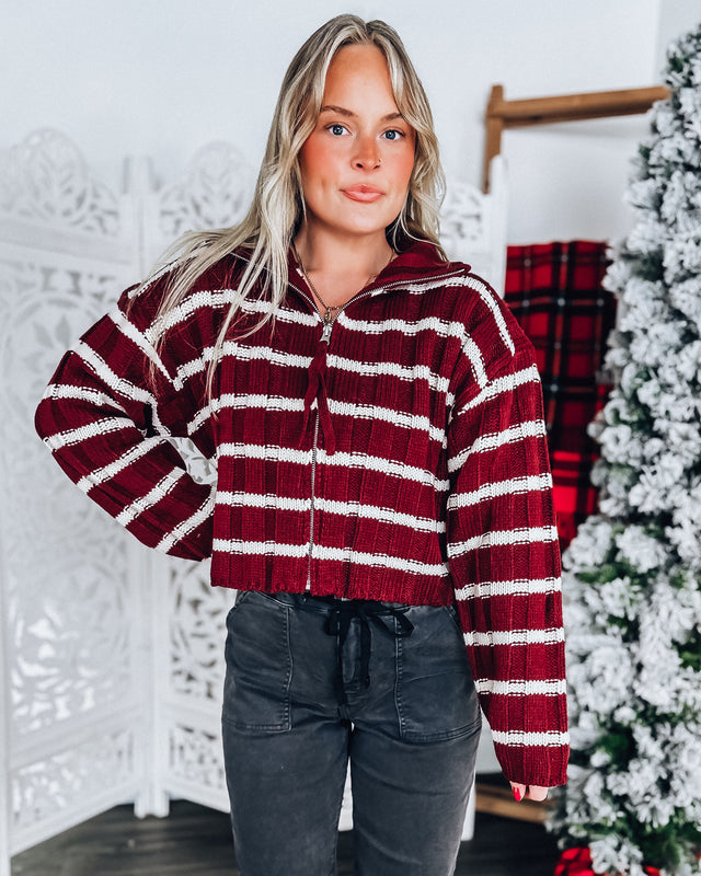 Stella Stripe Sweater [wine/cream]