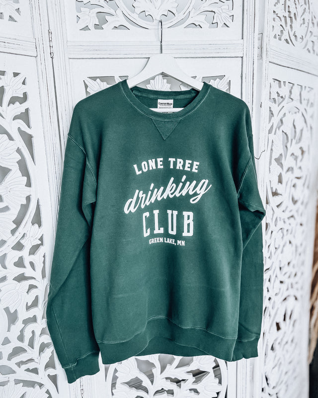 Lone Tree Drinking Club Crewneck Sweatshirt [forest/white]