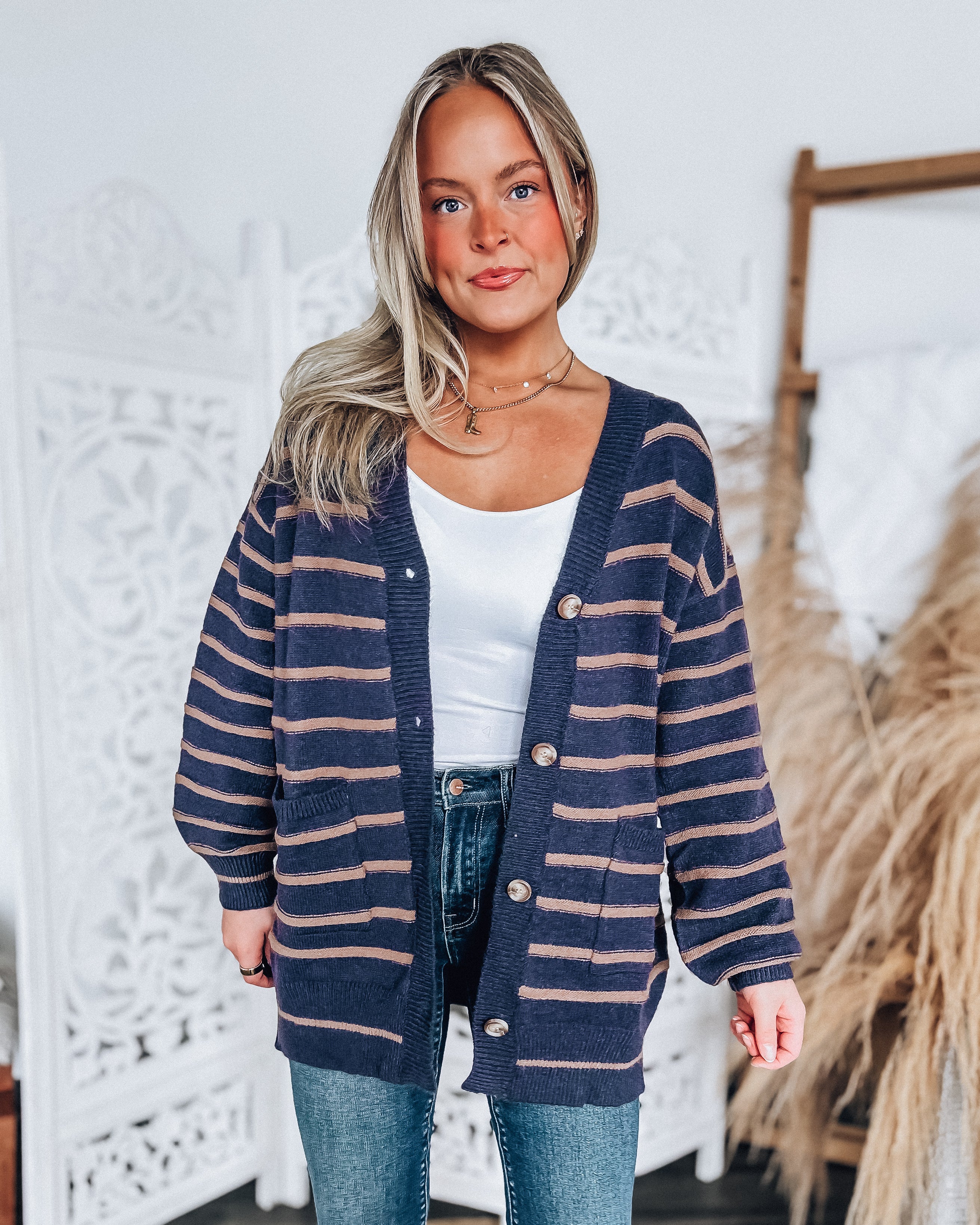 Lou Sweater Cardigan [navy/mocha]