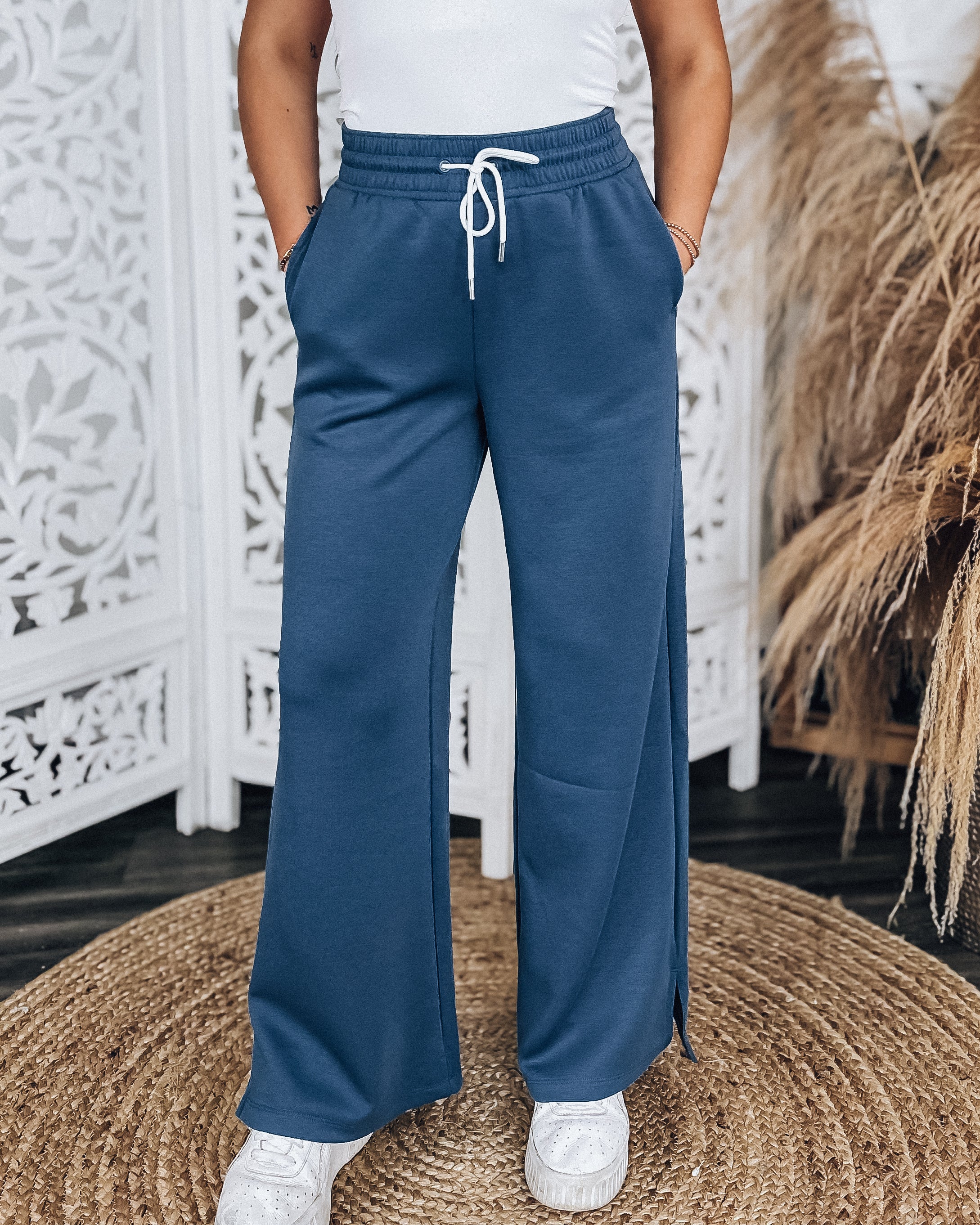 Lush Wide Let Pants [dusty blue]