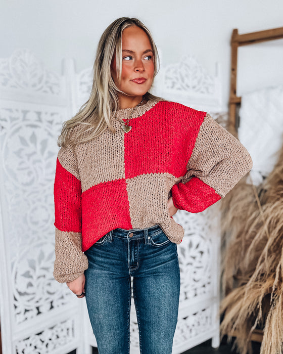 Brandy Sweater [camel/red]