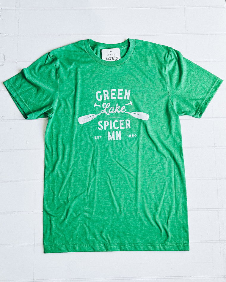Green Lake Paddles Unisex Teeshirt [heather bright green/white]