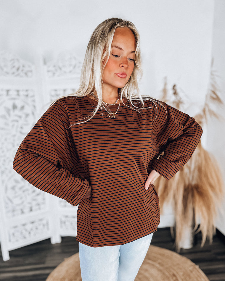 Stripes on Repeat Top [chocolate]