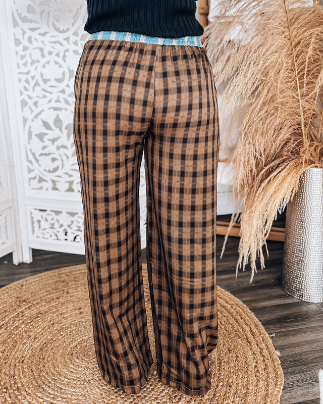 Mady plaid pattern pants [brown/blk]