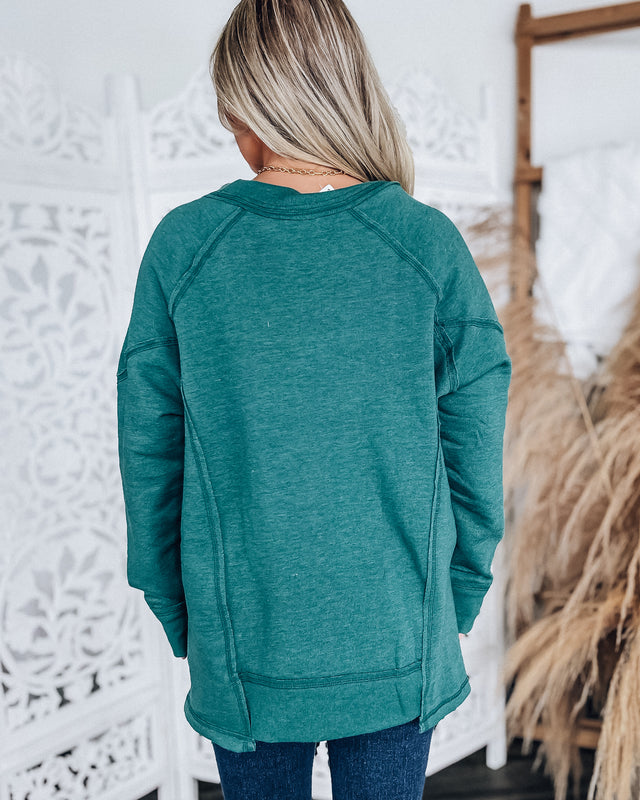 Vivian V-Neck Sweatshirt [emerald]