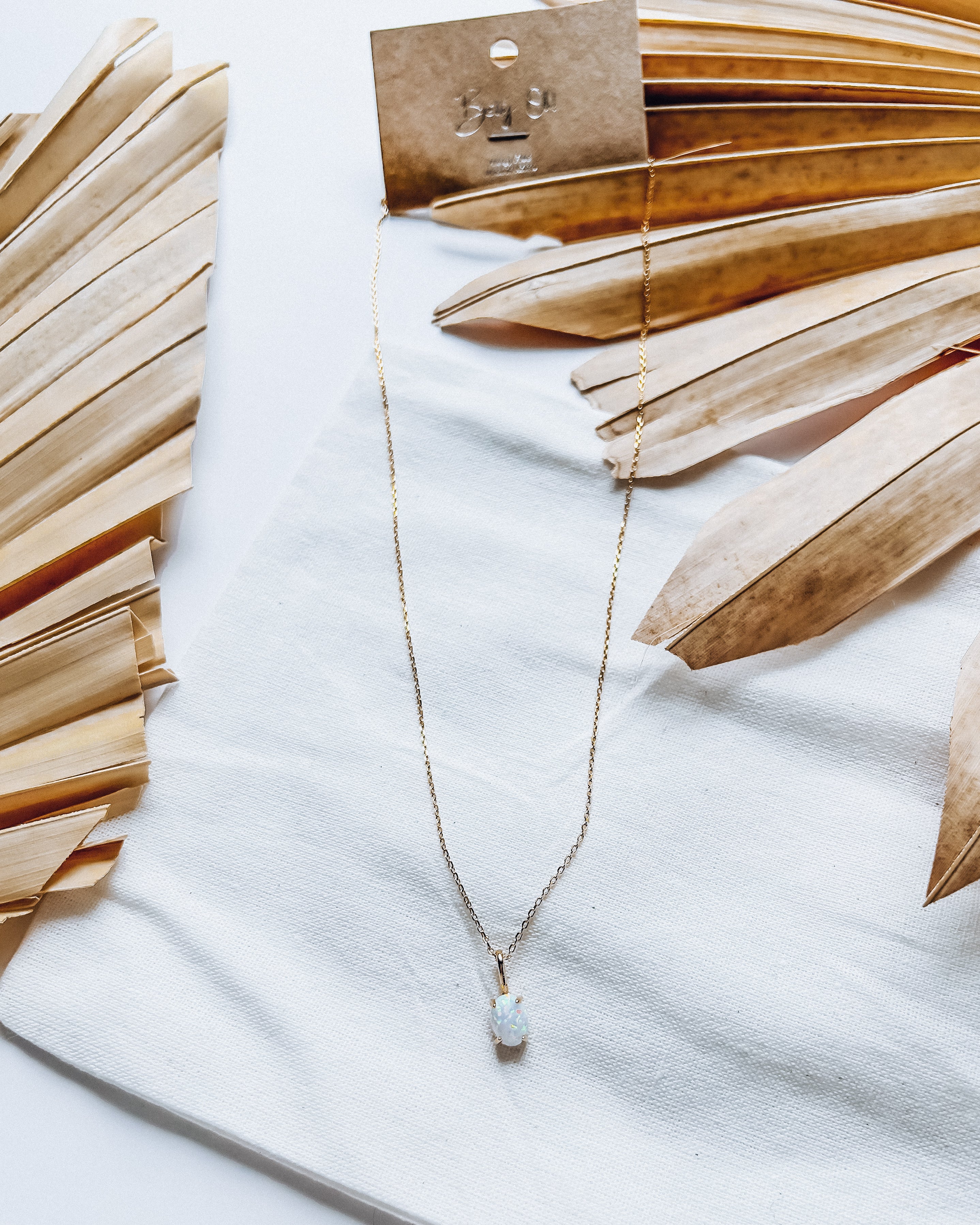 Dainty Stone Necklace [gold + iridescent]