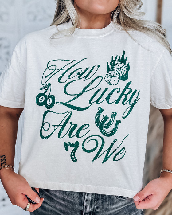 How Lucky Are We Crop T-shirt [natural/green]