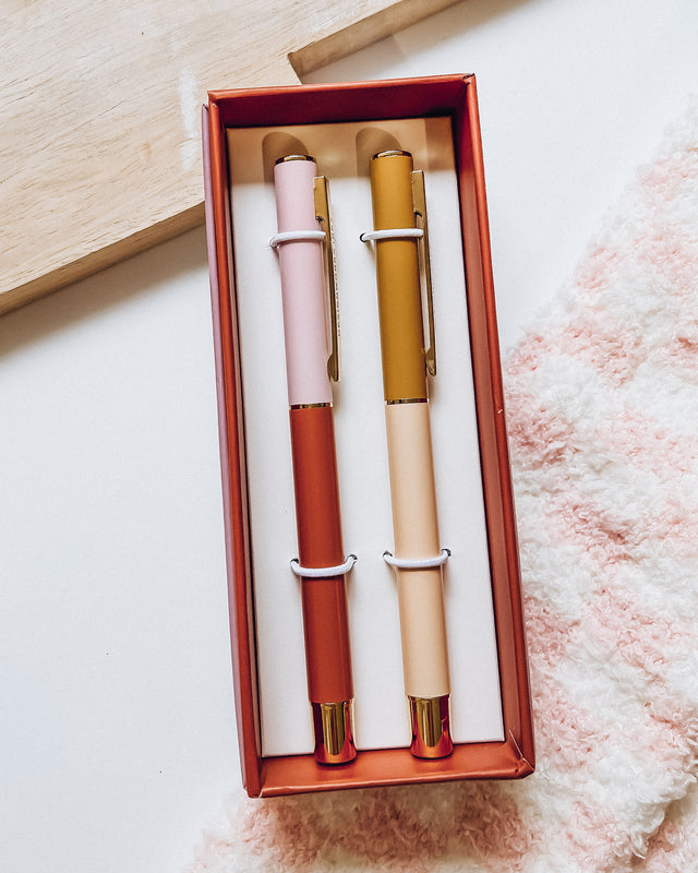 Color-Block Pen Set of 2 [rosewood & blush]