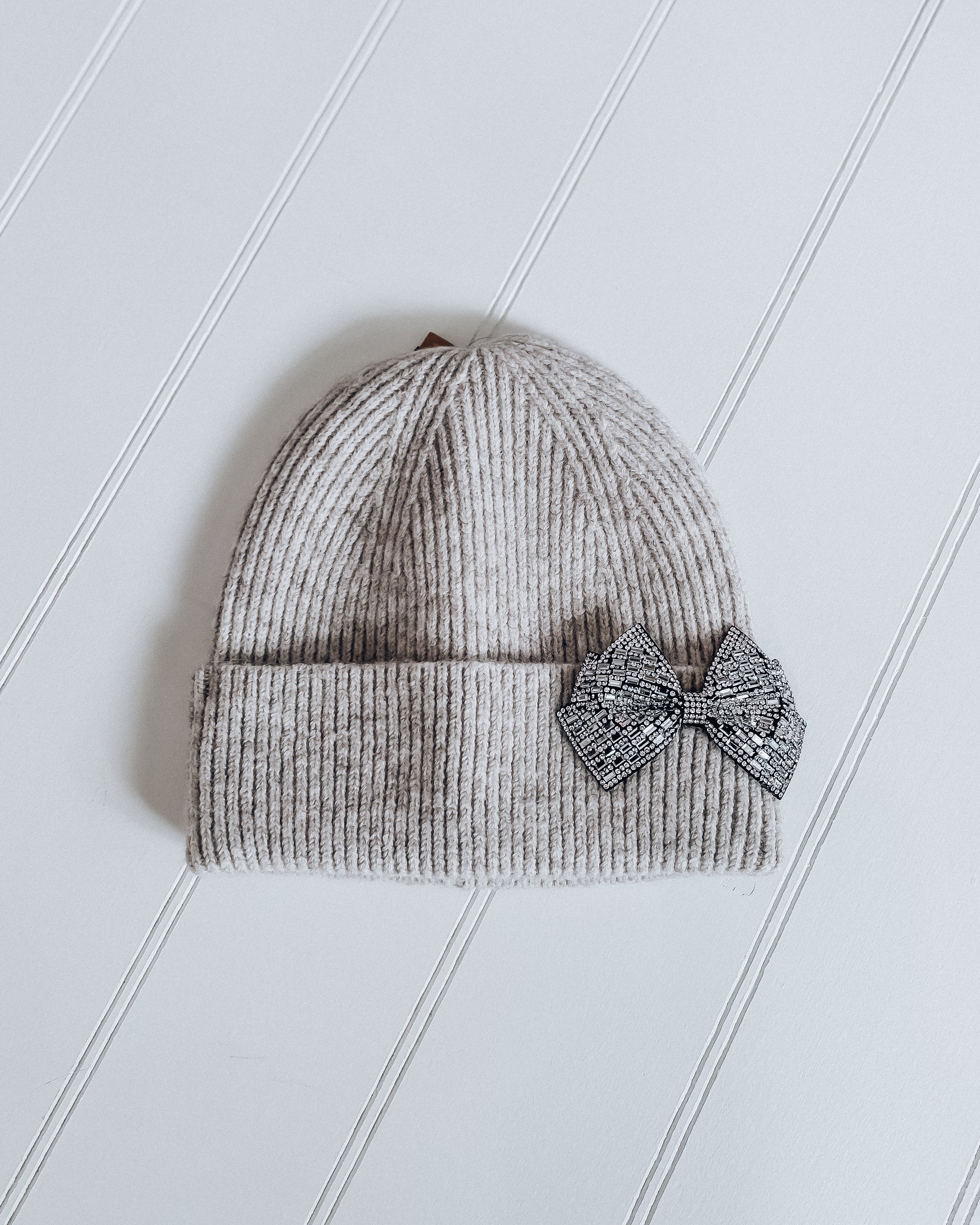 Diamond Bow Beanie [tan]