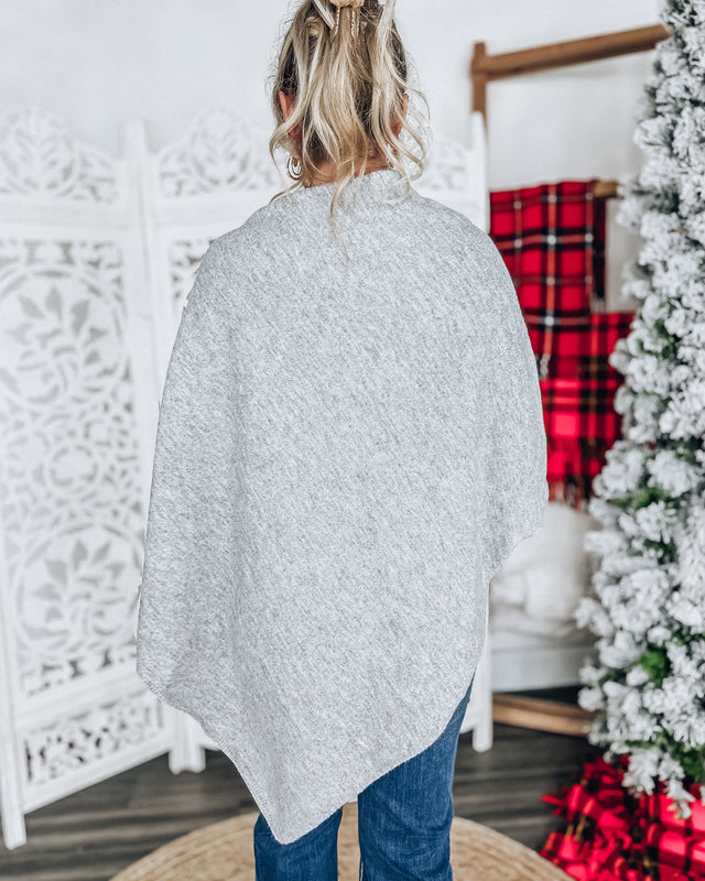 Snow Fall Poncho Top [grey]