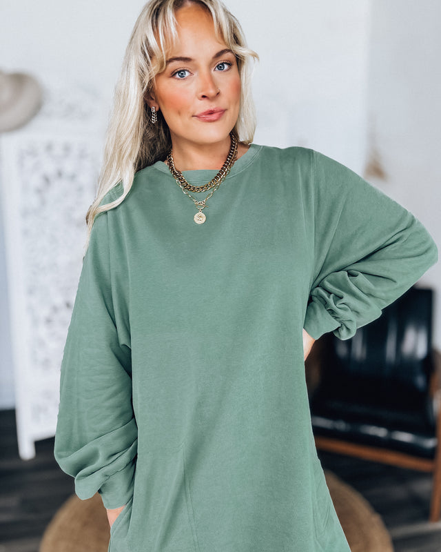 Pickleball Court Sweatshirt Dress [fern green]