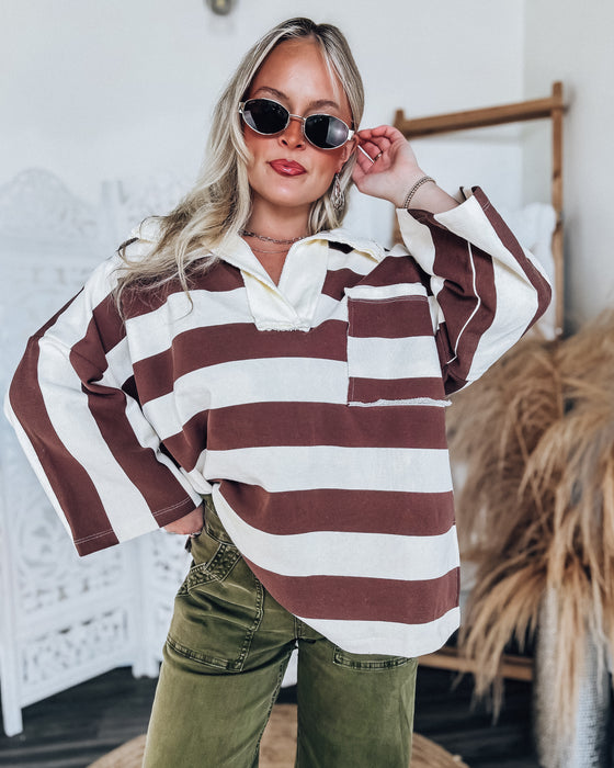 Stephy Striped oversized top [brown/cream]