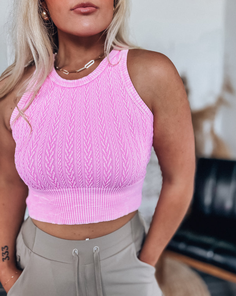 Cable Knit Tank [washed pink]