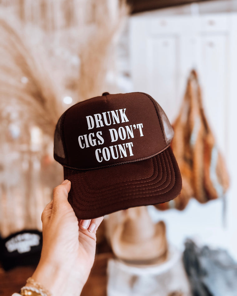 Drunk Cigs Don't Count - Trucker Hat [brown/white]