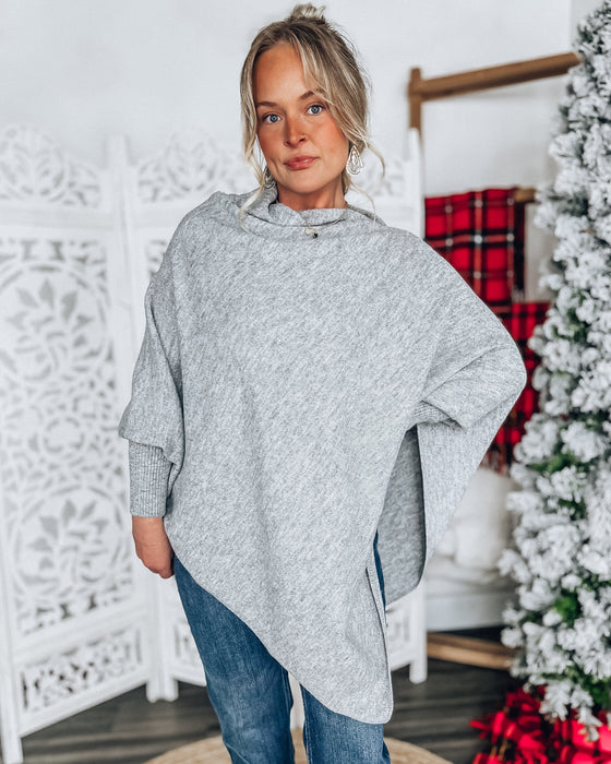 Snow Fall Poncho Top [grey]