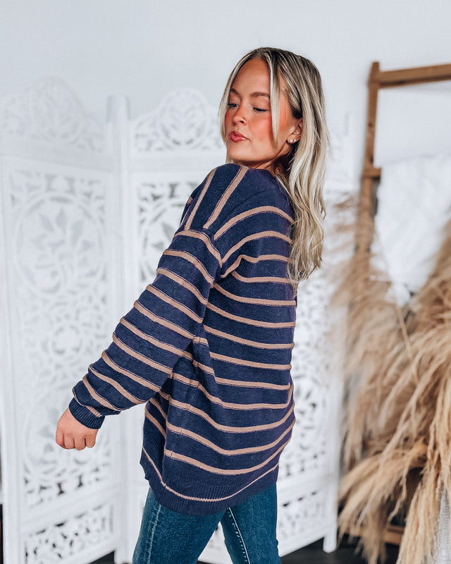 Lou Sweater Cardigan [navy/mocha]