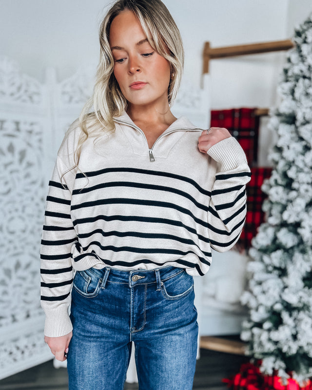 Holly Half Zip Sweater [oatmeal/black]