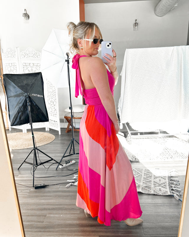 Gali Colorblocked Maxi Dress [pink]