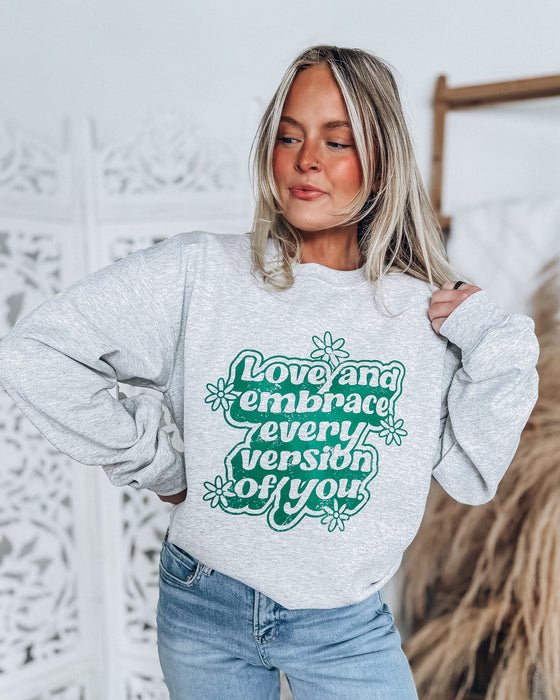 Love & Embrace Crewneck [h. grey/green]