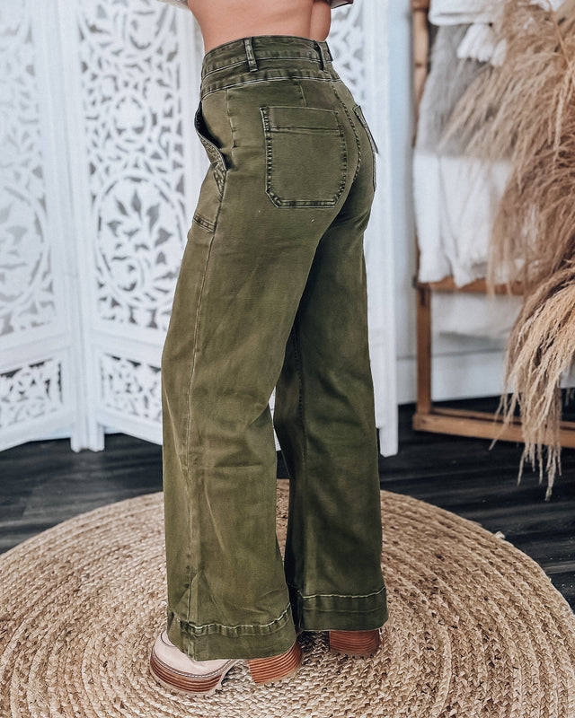 MICA DENIM Journey highrise wide leg [dk olive]