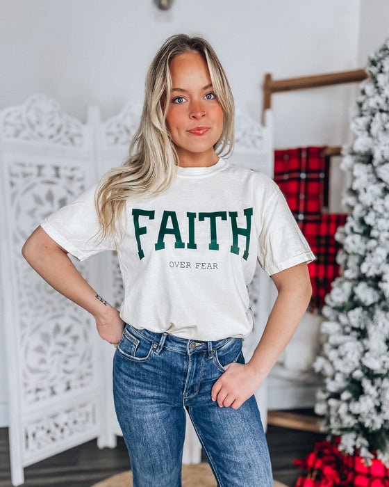 Faith over Fear T-shirt [cream/forest]