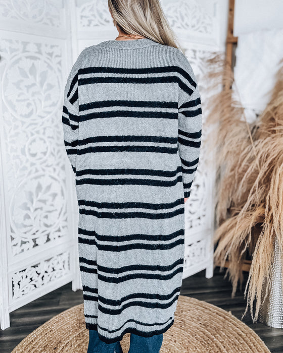 Nikki Stripe Cardigan [blk/grey]