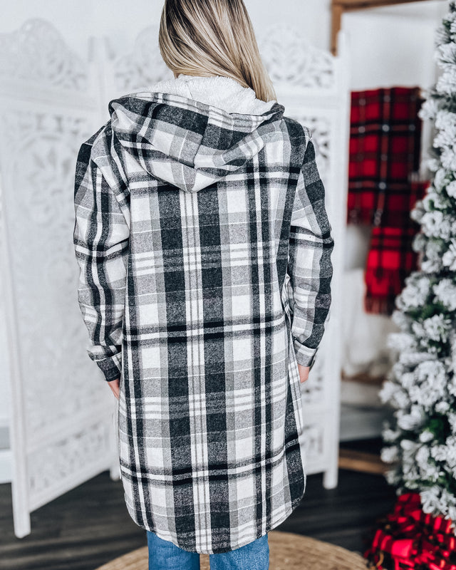 Emmy Plaid Shacket [charcoal/white]